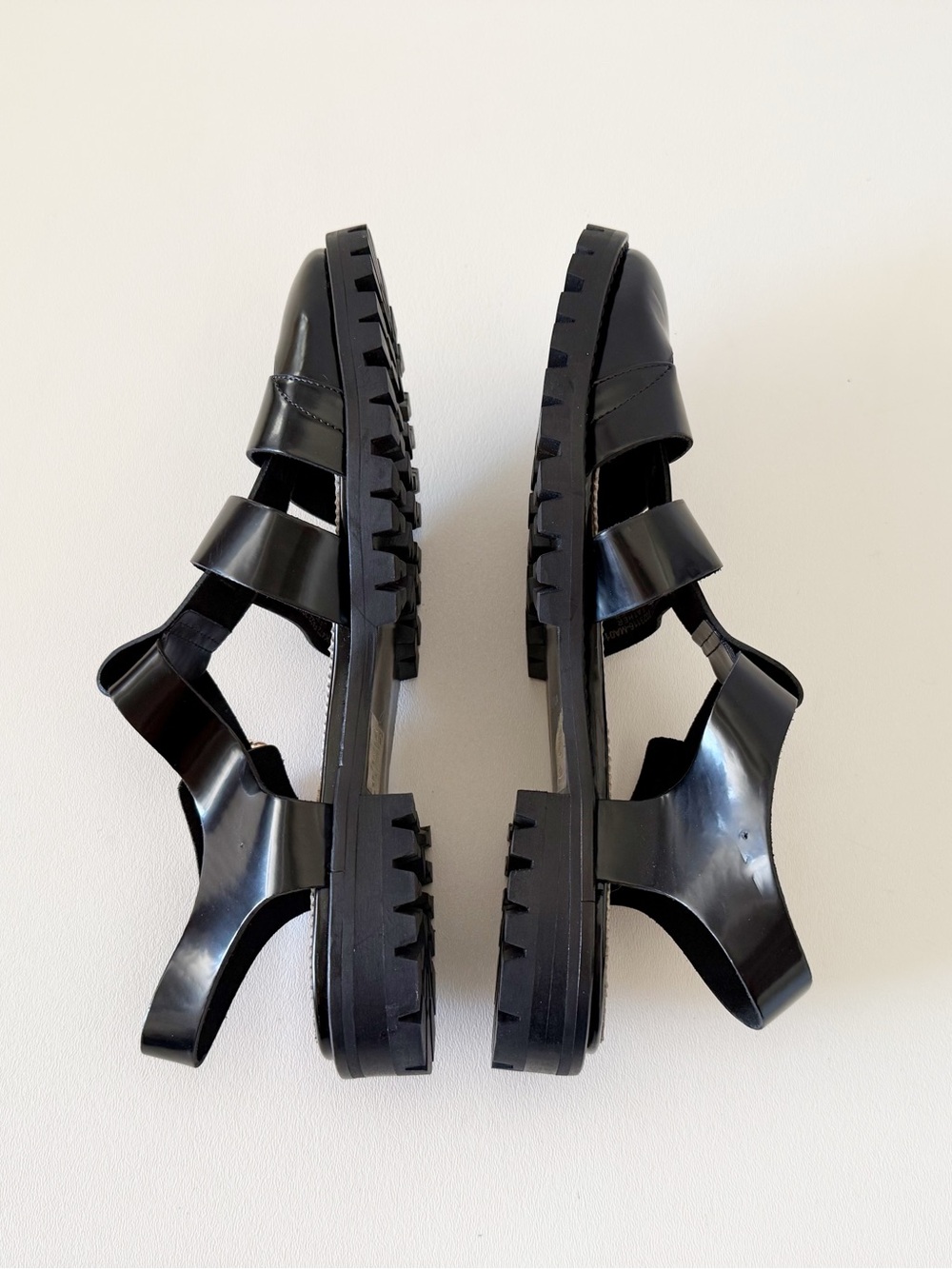 J. Crew Shoes Sandals Fisherman Lacquer leather Buckle Cutout Lug Sole 90’s - Picture 10 of 16